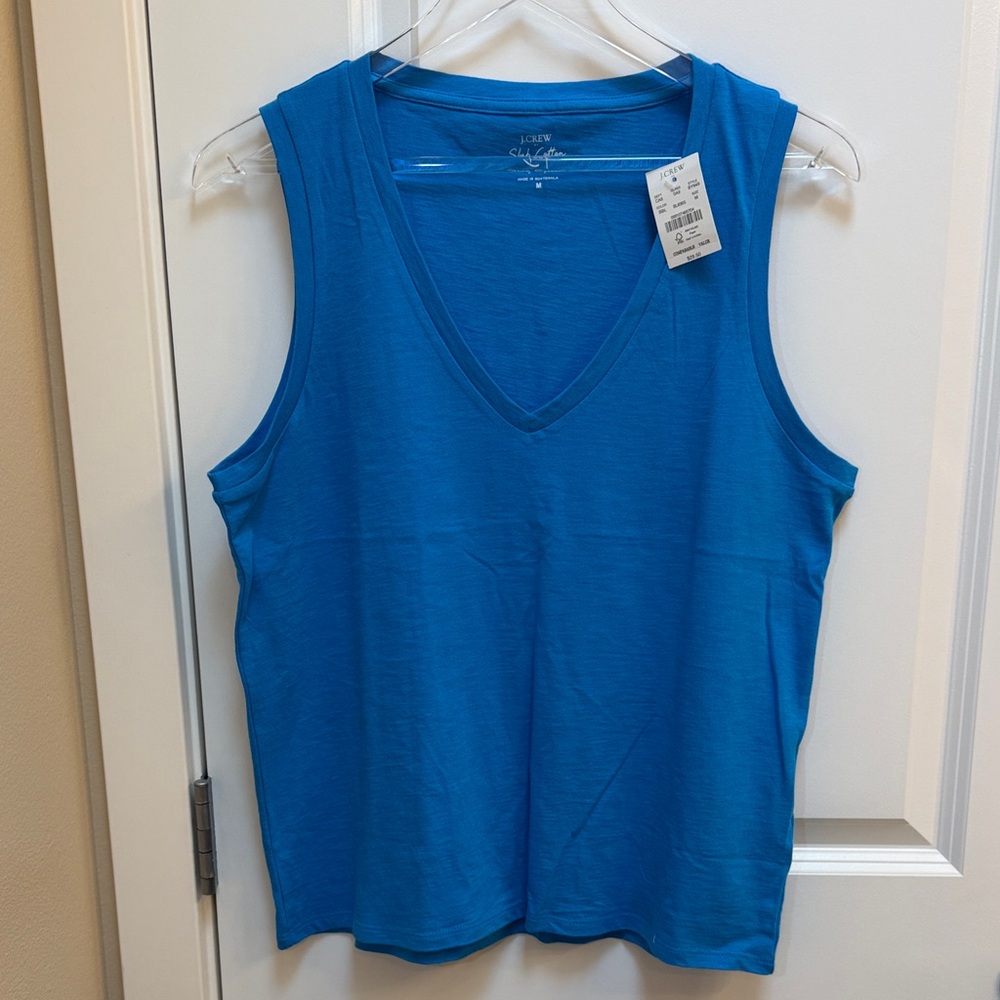 J. Crew Factory Vibrant Blue Slub Cotton Tank Top Size Medium